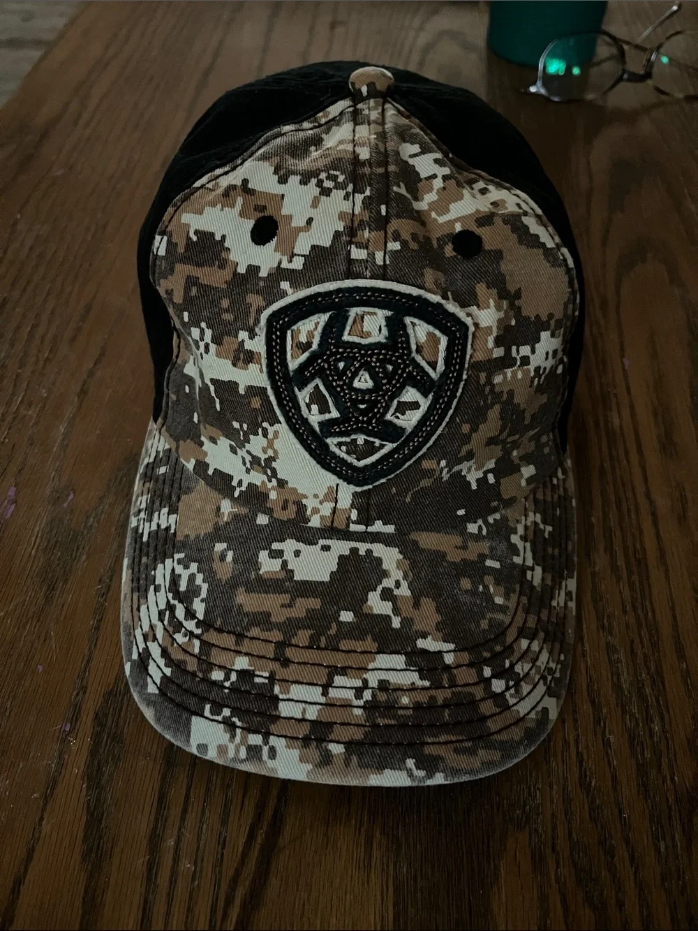 Ariat Digi Camouflage Baseball Cap with Embroidered Patch - Black & Brown